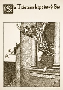 Sir Tristram saute dans la mer, illustration de 